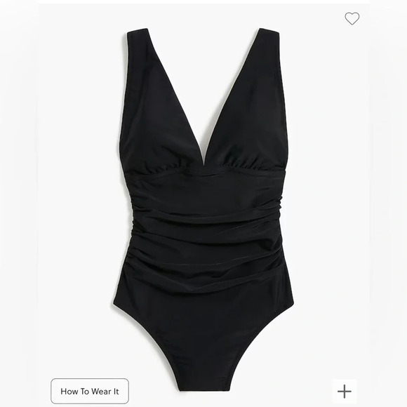 J.Crew Black V-neck ruched one-piece swimsuit Size XXS - Picture 4 of 4